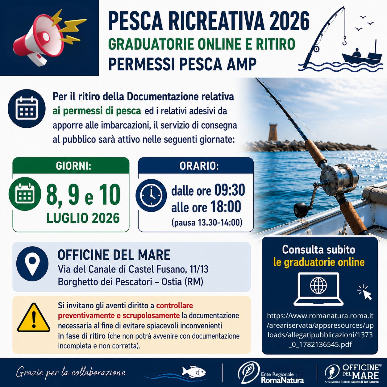 pesca ricreativa 2026 AMP Tor Paterno RomaNatura-DEF-con-link Pubblicata la Determinazione con l'elenco dei nominativi autorizzati all'esercizio della pesca ricreativa nell'AMP "Secche di Tor Paterno"2026